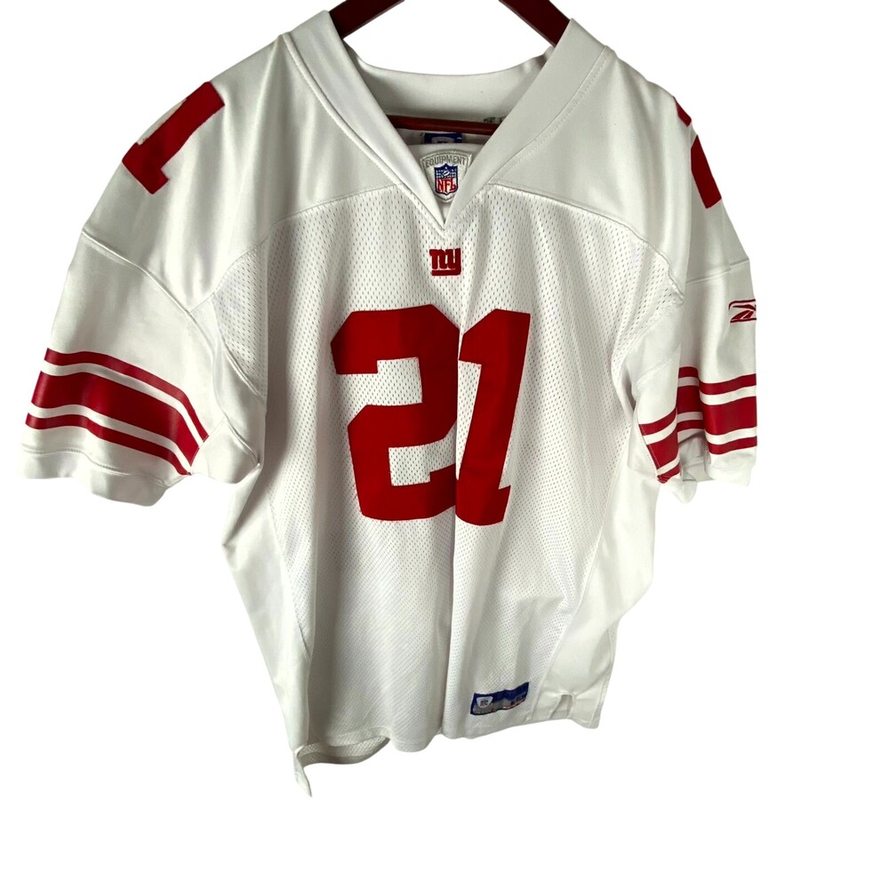 Vintage Reebok Jersey Men 54 White Logo NFL Tiki Barber #21 Short Sleeve V Neck